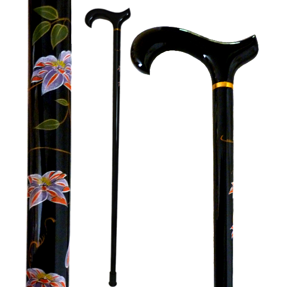 W-035 Hand Painted Clematis Florida Stick - Click Image to Close